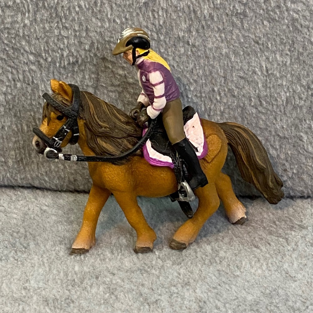 Schleich Horse Club Rider on Pony Figurine Collectible Kids Toy Realistic EUC